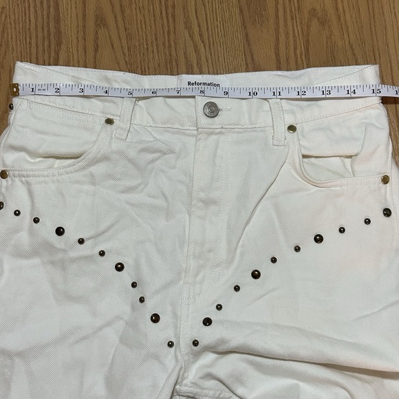 Reformation Jeans Cowboy Studded High Rise Straight Vintage White Size 29 - Picture 9 of 11